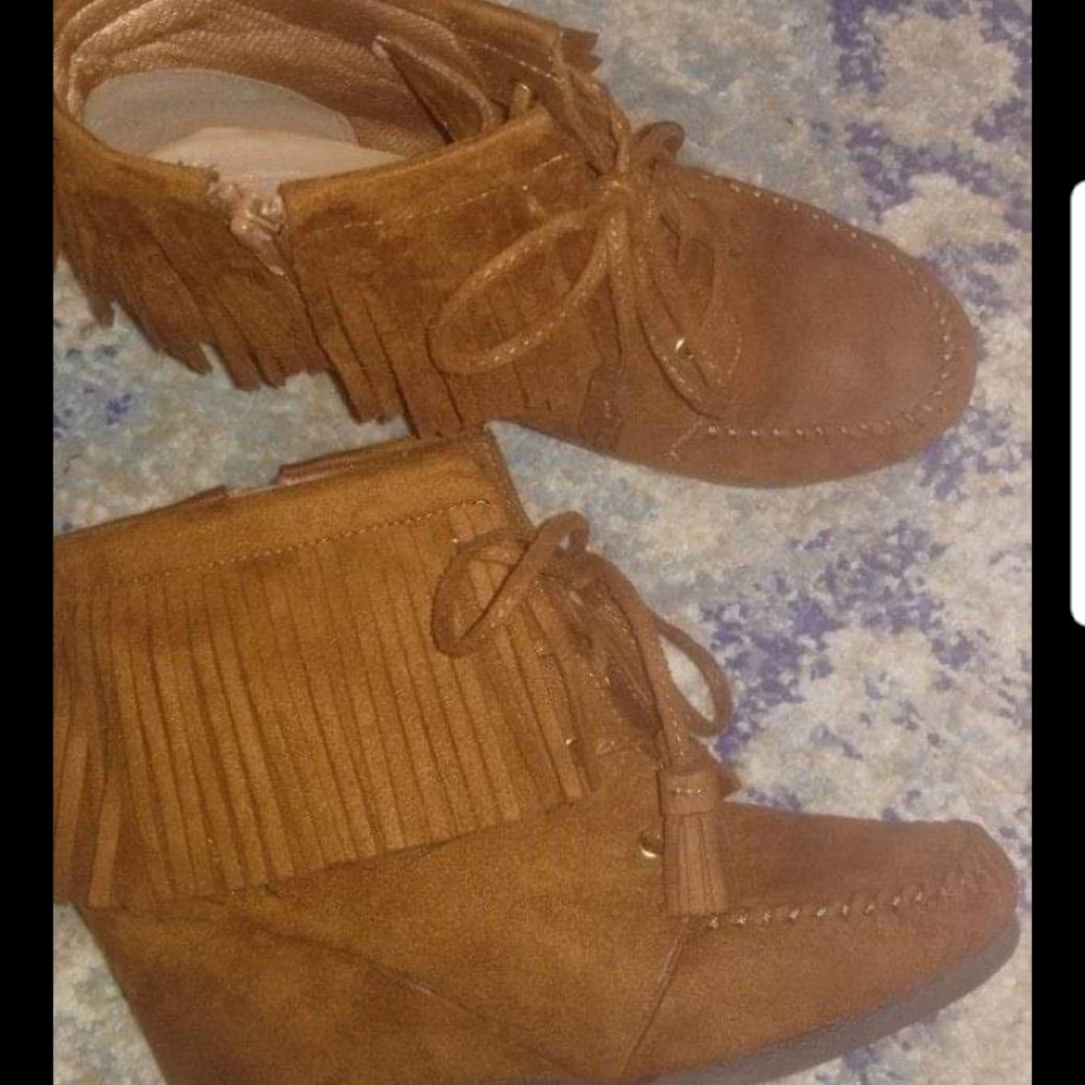 Knock off minnetonka wedge booties